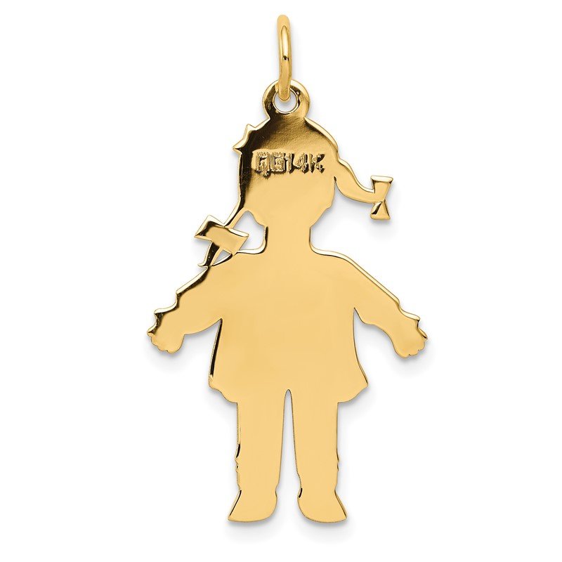 14k Plain Polished Large Girl Charm
