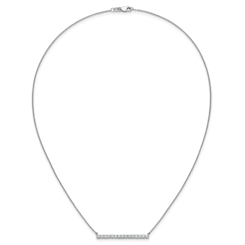 14k White Gold 1/10 carat Diamond Bar 18 inch Necklace