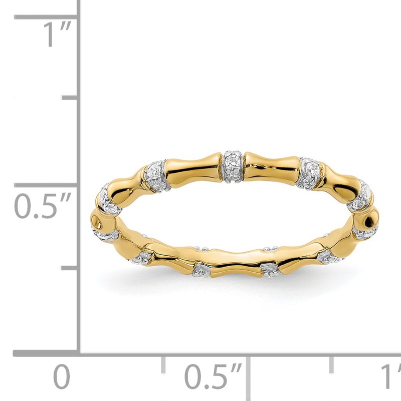 14k White Gold Diamond Fancy Bamboo Ring