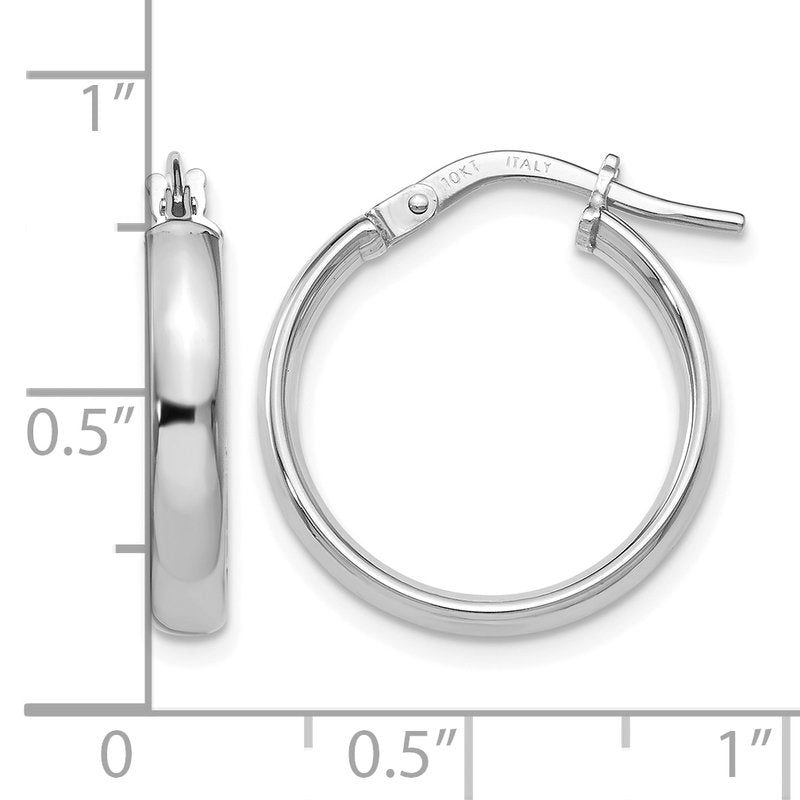 10K White Gold Polished Hoop Earrings