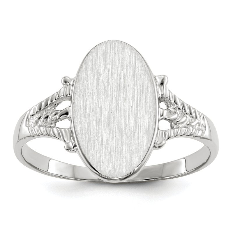 14k White Gold 8.5x13.5mm Closed Back Signet Ring