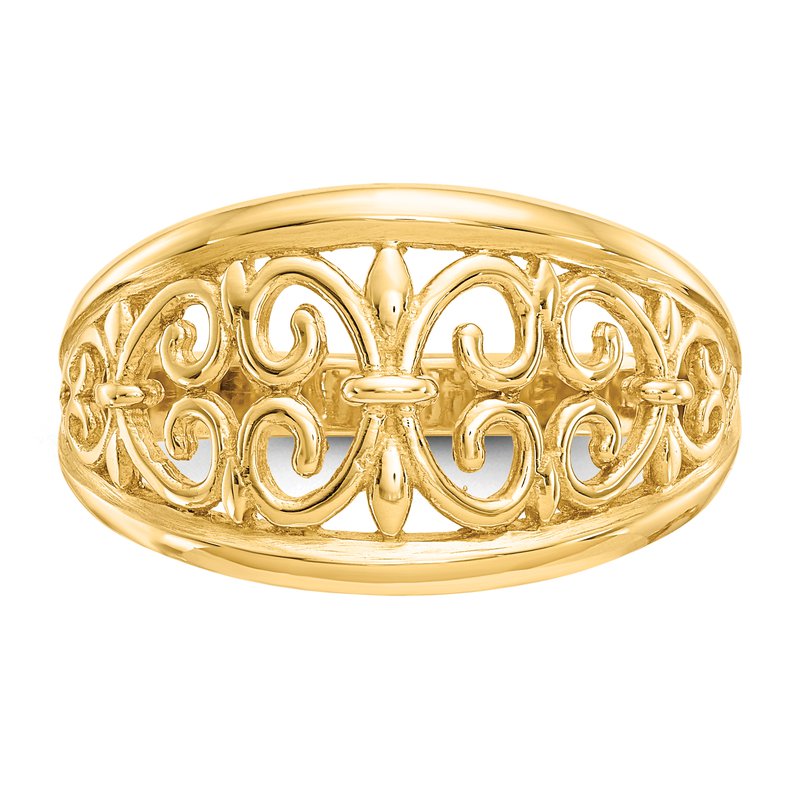 14K Fleur-De-Lis Tapered Ring