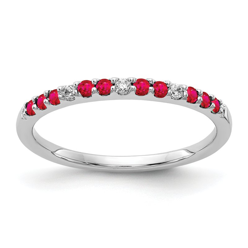 14k White Gold Diamond and Emerald Band
