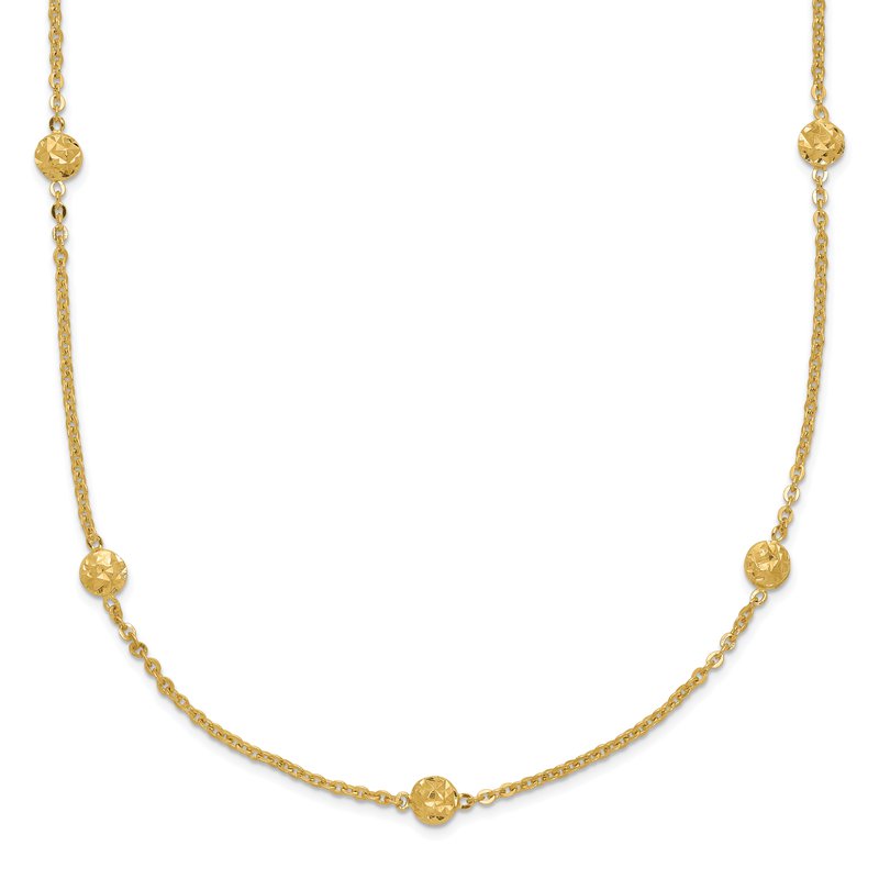 14k Polished Diamond-cut Tiny Puffed Circles 15-Station 18 inch Necklace
