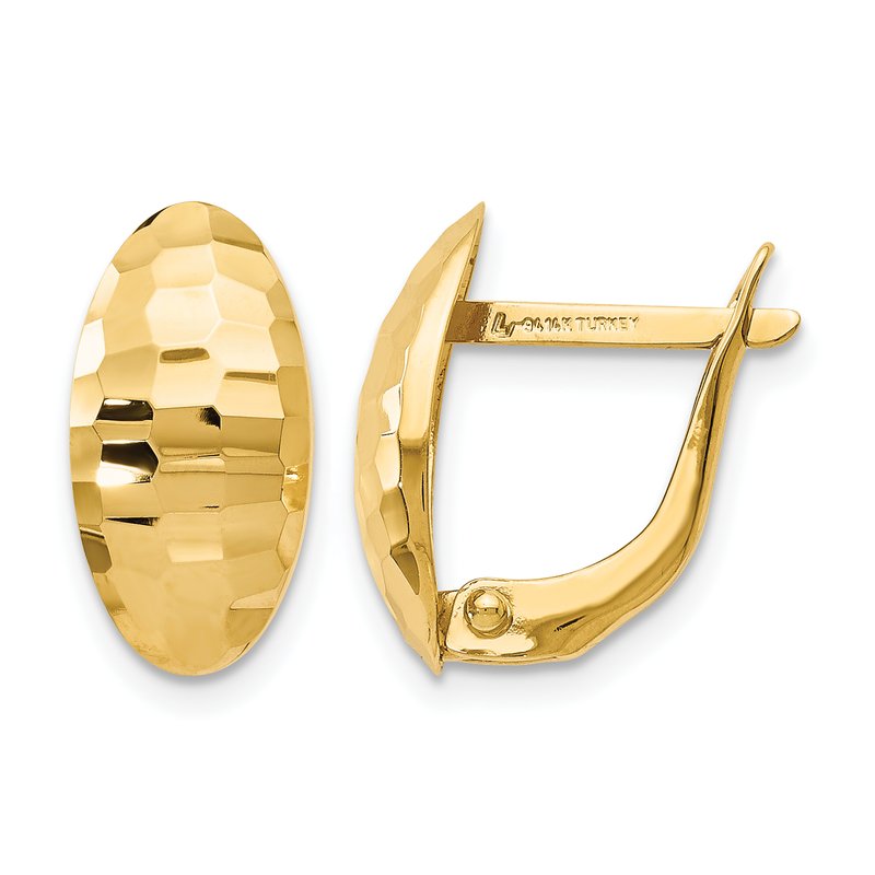 14K Polished and Hammered Hinged Post Earrings