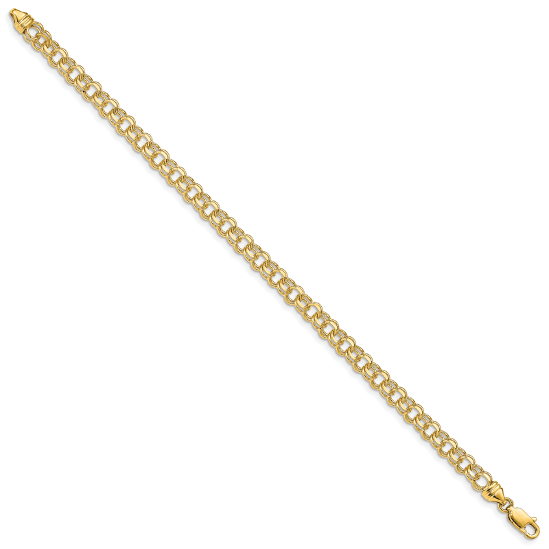 14k 4.75mm Diamond-cut Solid Heavy Double Link 7 inch Charm Bracelet