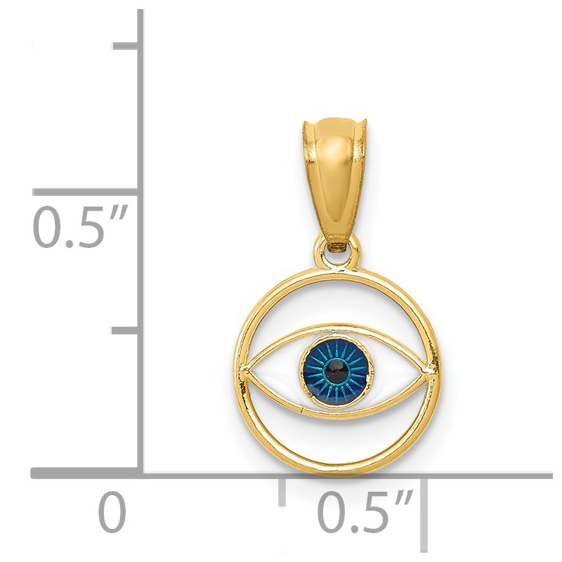 14k Polished Enameled Eye Pendant
