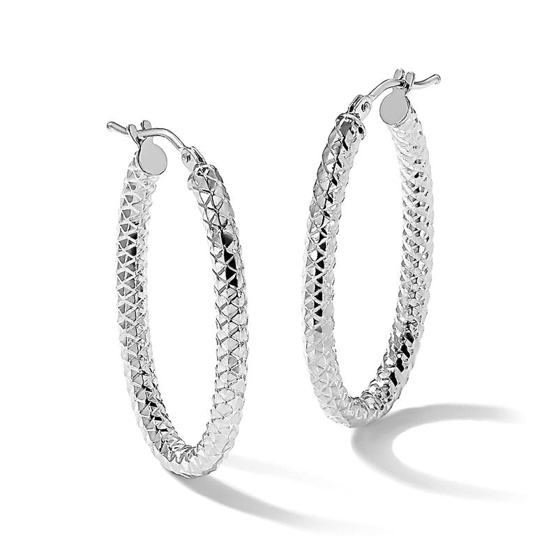 14K ForeverLite White Gold Polished and Textured Earrings