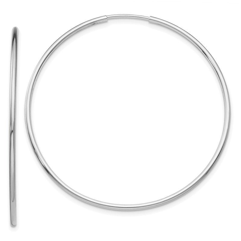 14k White Gold 1.2x40mm Polished Endless Tube Hoop Earrings