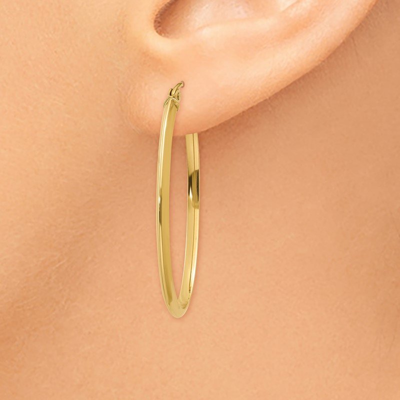 14k 2mm Oval Hoop Earrings