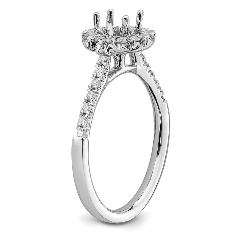 14K White Gold 1/3 carat Lab Grown Diamond VS+ F+ Semi-Mount Oval Halo Engagement Ring