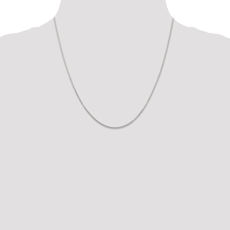 14K White Gold 26 inch .8mm Diamond-cut Round Open Link Cable with Lobster Clasp Chain