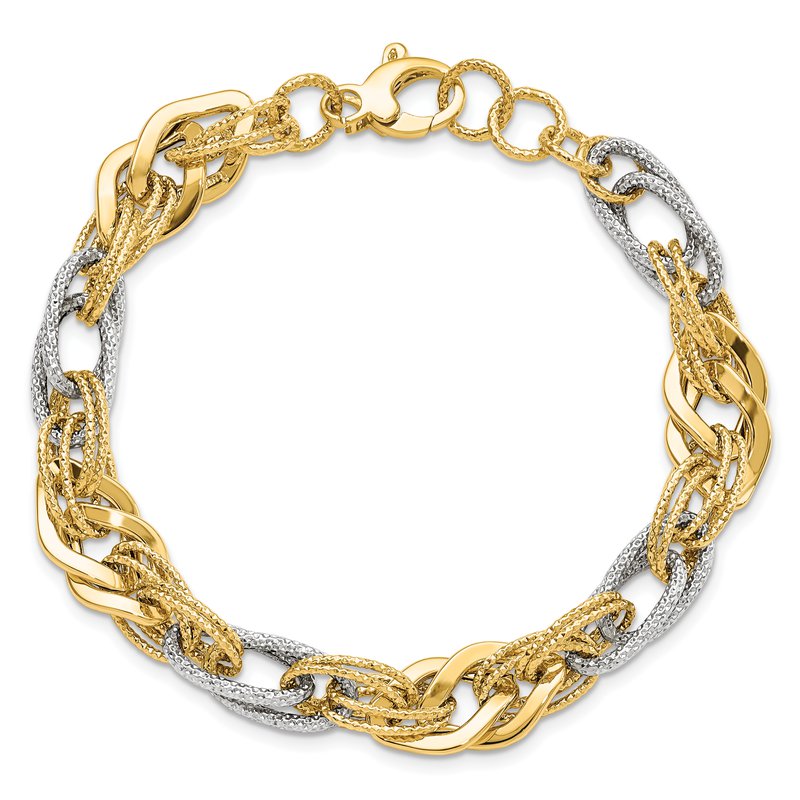 14K Yellow and White Gold Polished D/C Bracelet
