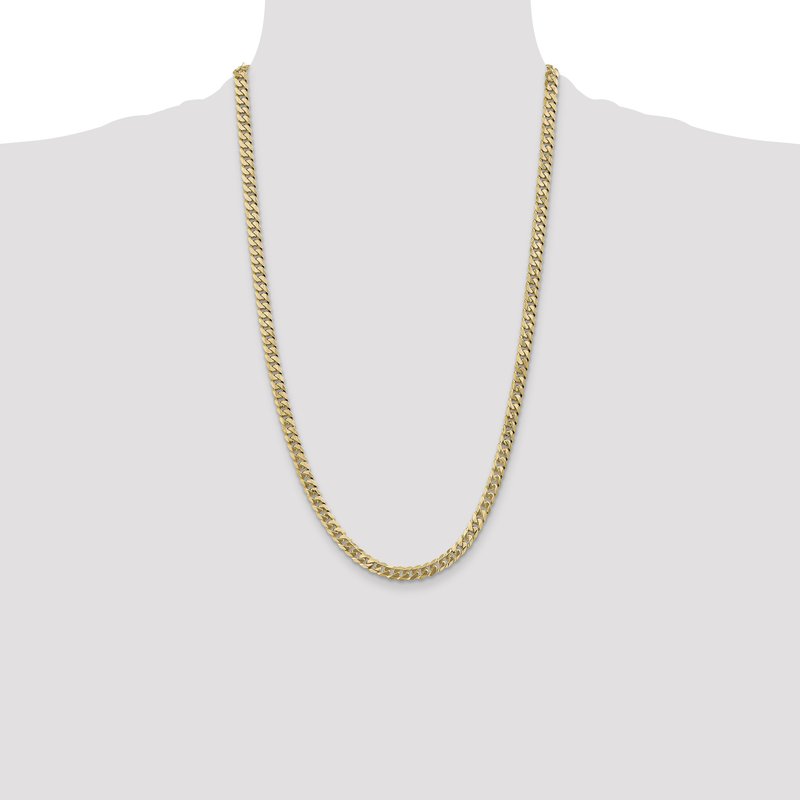 14K 26 inch 5.75mm Flat Beveled Curb with Lobster Clasp Chain