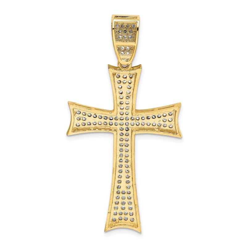 14k and White Rhodium Micro Pav� CZ Large Cross Pendant