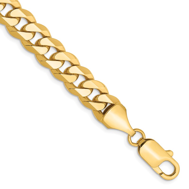14K 26 inch 8.5mm Flat Beveled Curb with Lobster Clasp Chain