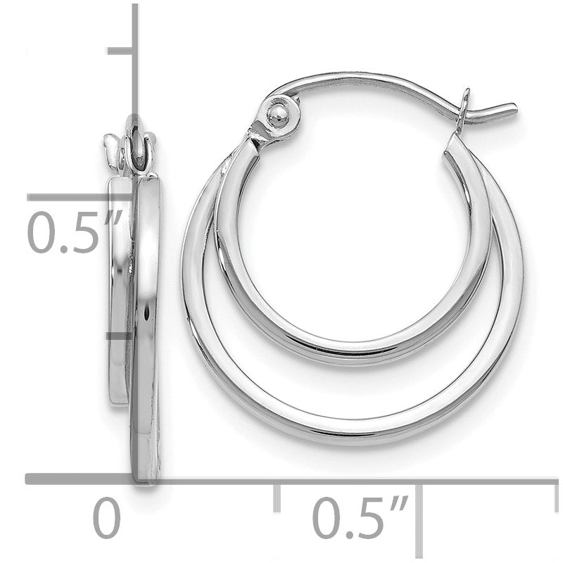 14K White Gold Polished Hinged Hoop Earrings