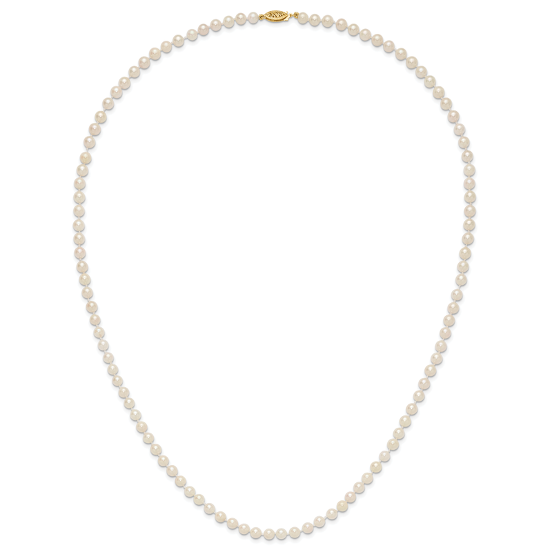 14k 5-6mm White Round Akoya Saltwater Cultured Pearl 16 inch Necklace