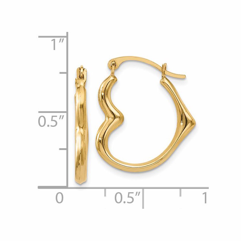 14k Heart Hoop Earrings