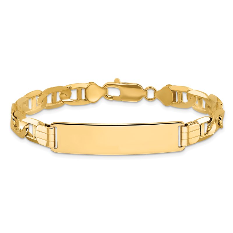 14k Polished Solid Chain/Solid Plate Anchor Link 37x10mm Plate 8 inch ID Bracelet