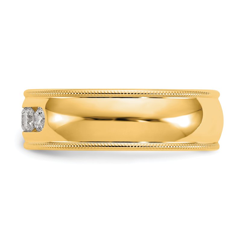 14K White Gold Men's 1/2 carat Lab Grown Diamond VS+ F+ Size 10.5 Complete Miligrain Band