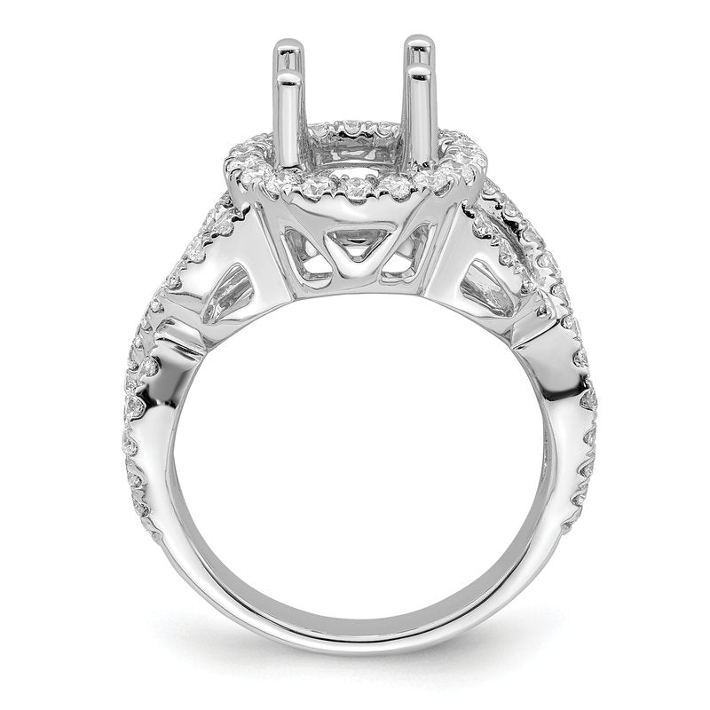 14K White Gold 3/4 carat Lab Grown Diamond VS/SI  D E F  Semi Mount Round Halo Engagement Ring