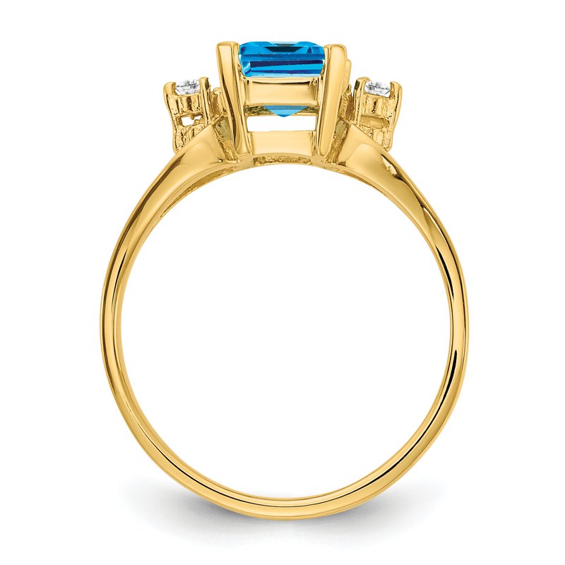 14k 8x6mm Emerald Cut Blue Topaz A Diamond ring