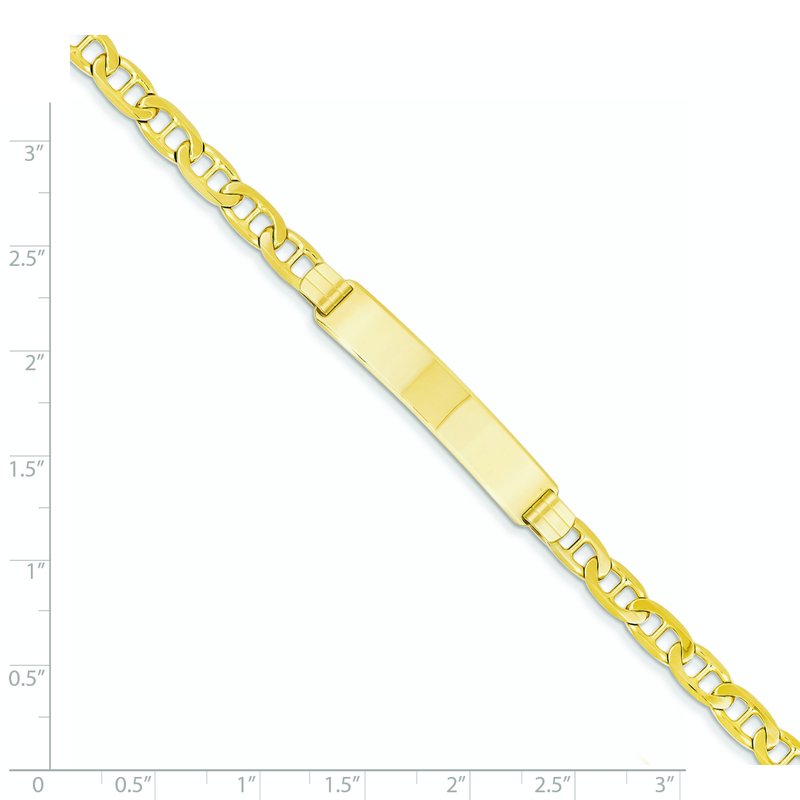 14k Polished Solid Chain/Solid Plate Anchor Link 34x7mm Plate 7 inch ID Bracelet