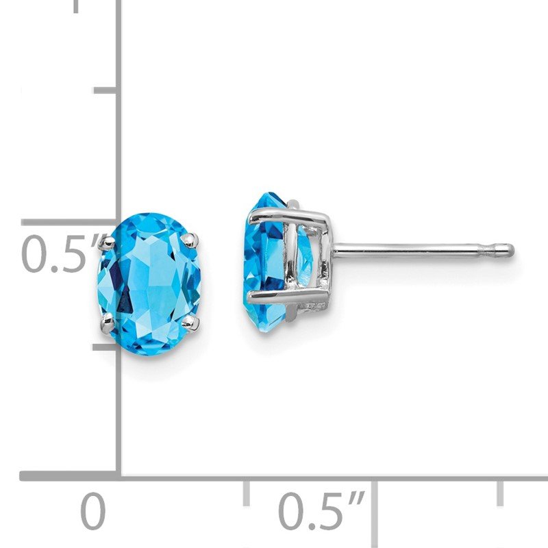 14k White Gold 7x5mm Oval Blue Topaz Post Earrings