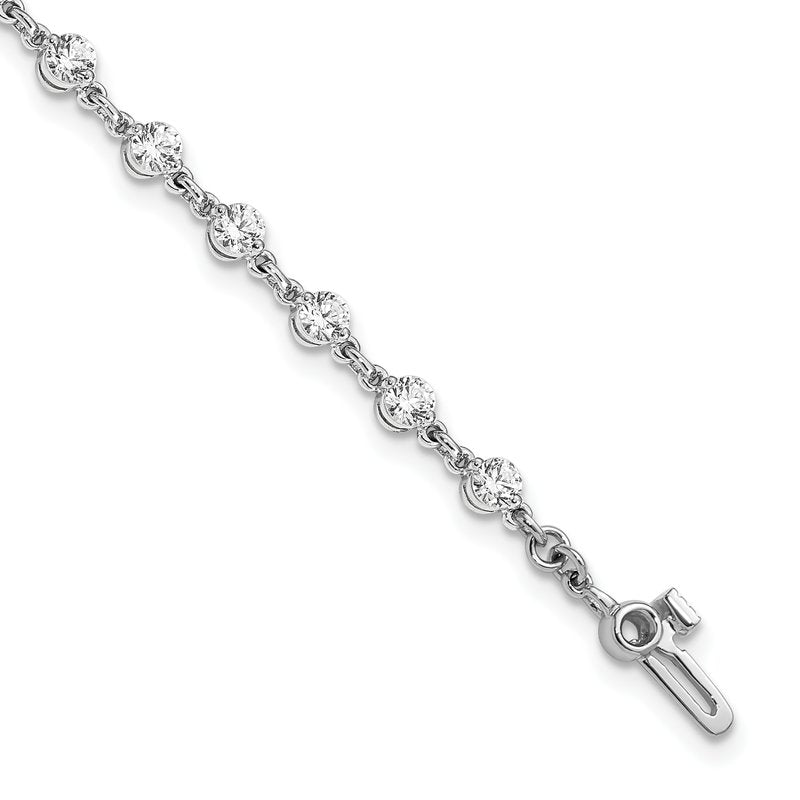 14k White Gold Complete 2.25 carat Round A Diamond 2-prong 7 inch Tennis Bracelet