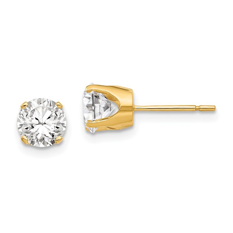 14k 5.75mm Round CZ Stud Earrings