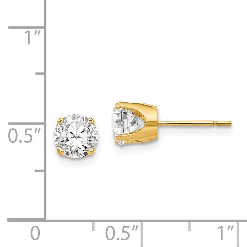 14k 5.75mm Round CZ Stud Earrings