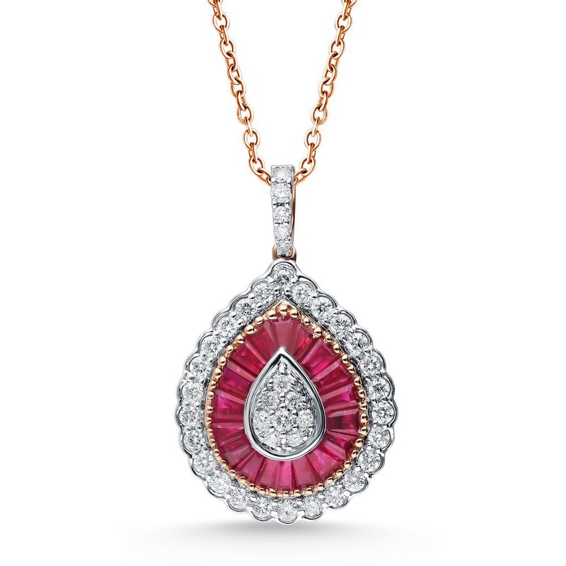 14K 0.60Ct Diamond Ruby Pendant