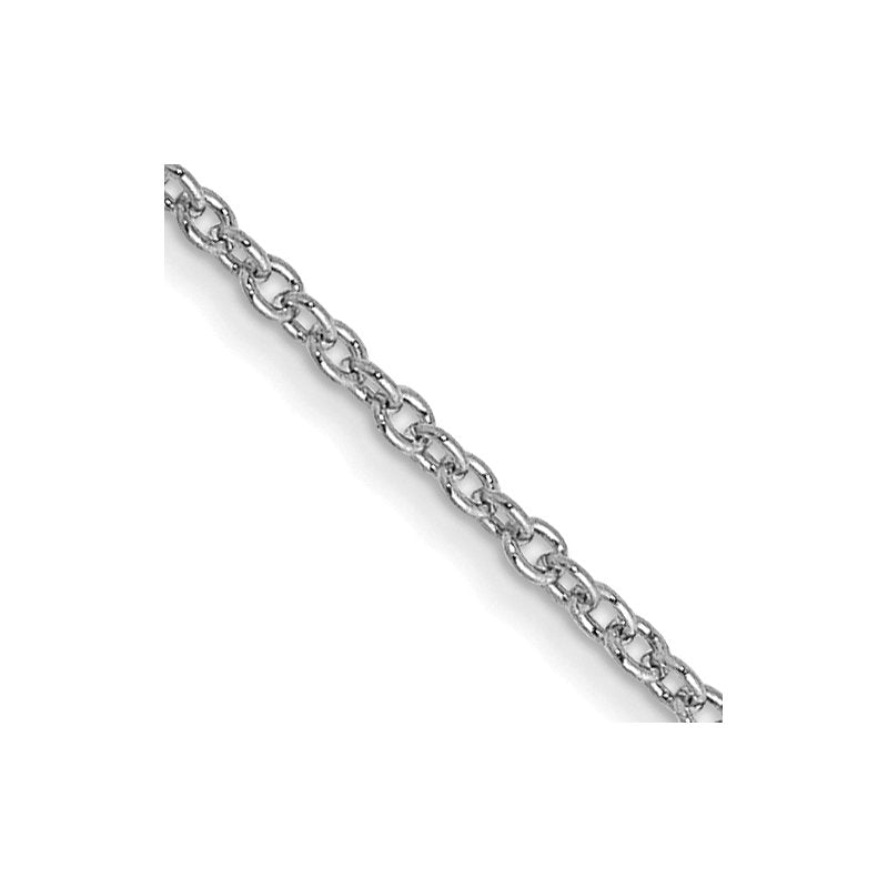 14K White Gold 14 inch 1mm Round Open Link Cable with Lobster Clasp Chain