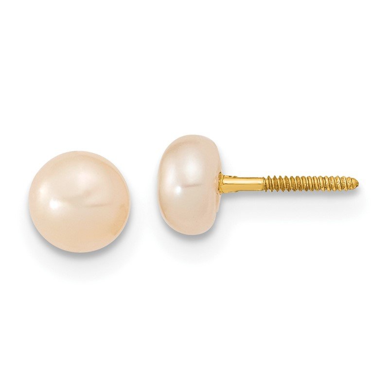14k 3-5mm Semi-Round Pink Freshwater Cultured Pearl 12 inch Necklace, 5 inch Bracelet and Post Earring Set