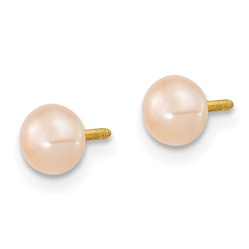 14k 3-5mm Semi-Round Pink Freshwater Cultured Pearl 12 inch Necklace, 5 inch Bracelet and Post Earring Set
