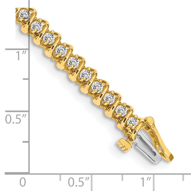 14k Complete 1.4 carat Round AA Diamond Fancy Spiral 7 inch Tennis Bracelet