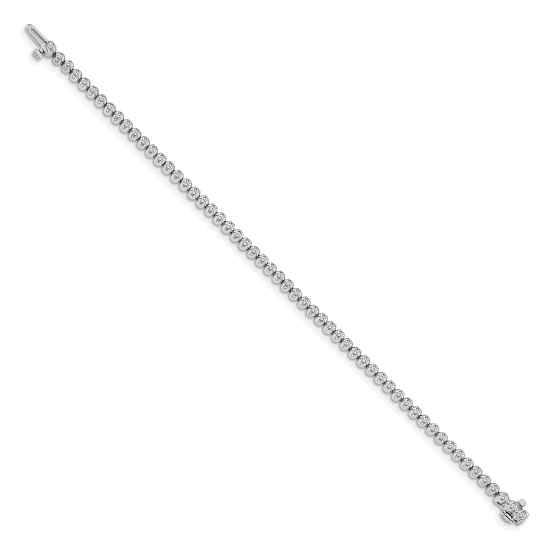 14k White Gold Complete 1 carat Round AA Diamond 4-prong 7 inch Tennis Bracelet