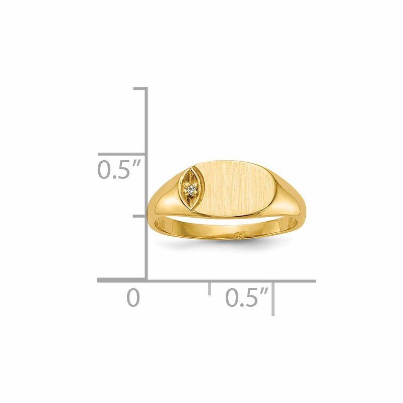 14k Child's AA Diamond Closed Back Signet Ring