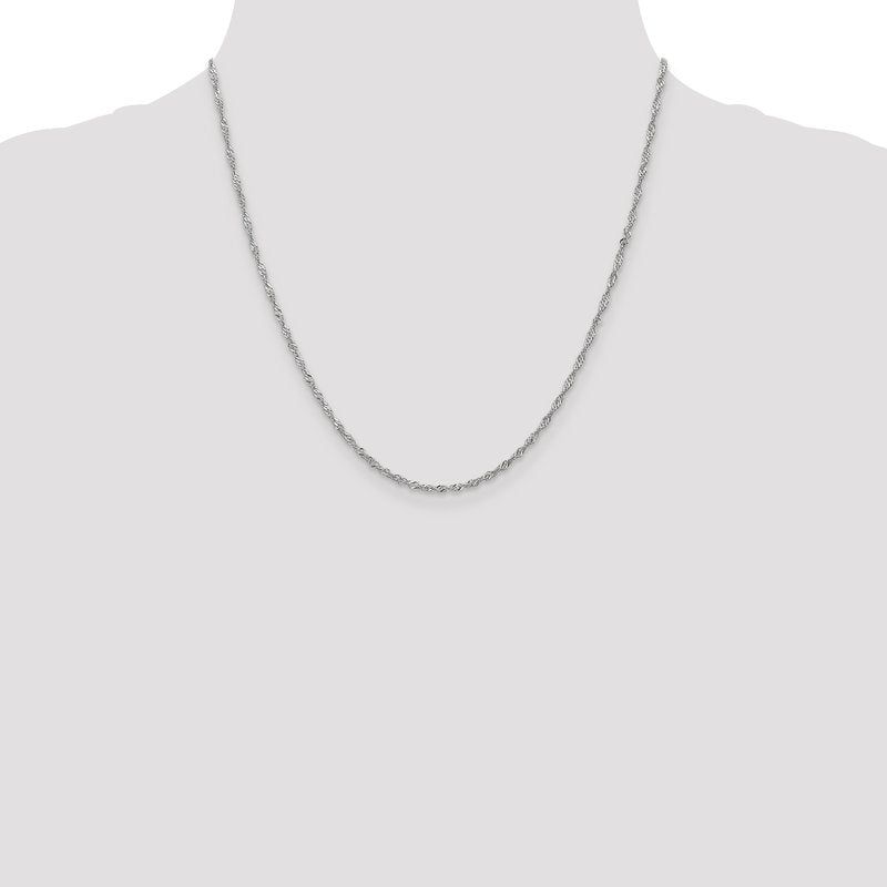 14K White Gold 1.6mm Singapore Chain Anklet