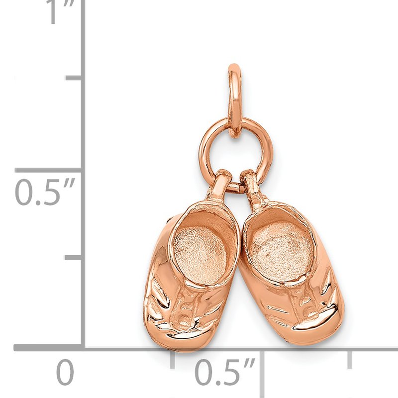 14k Rose Gold 3-D Moveable Baby Shoes Charm