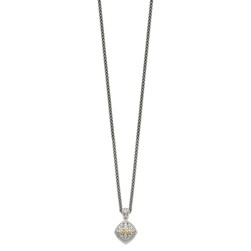 Sterling Silver with 14K Accent 18 Inch Diamond Necklace