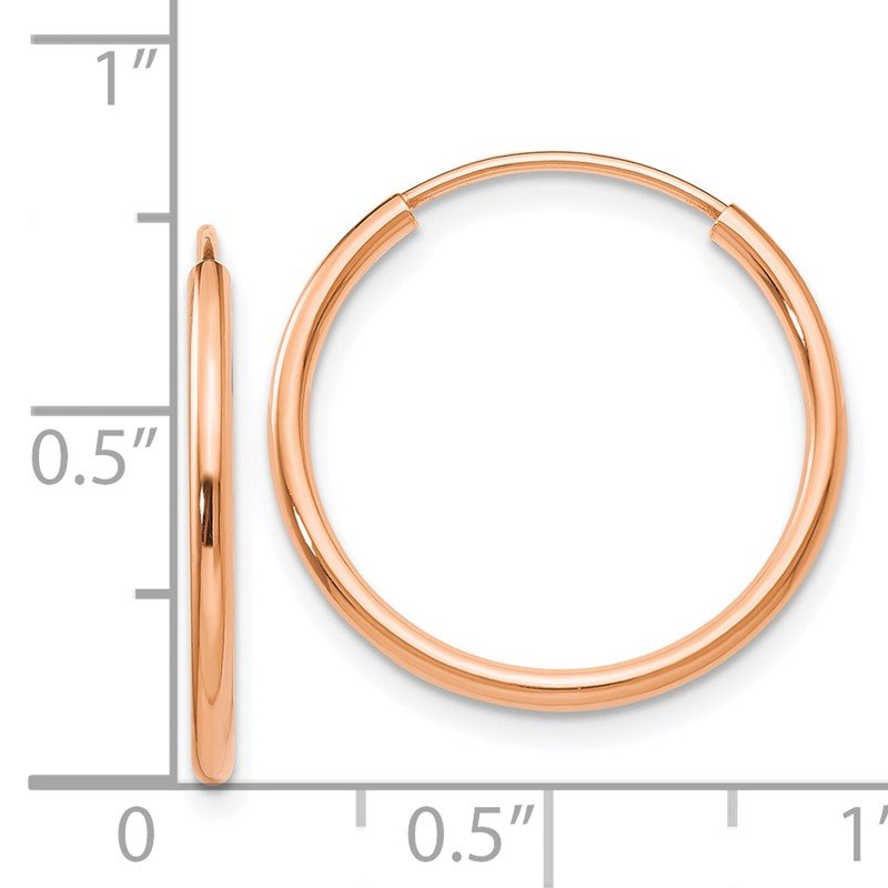 14k Rose Gold 1.5x17mm Polished Endless Tube Hoop Earrings