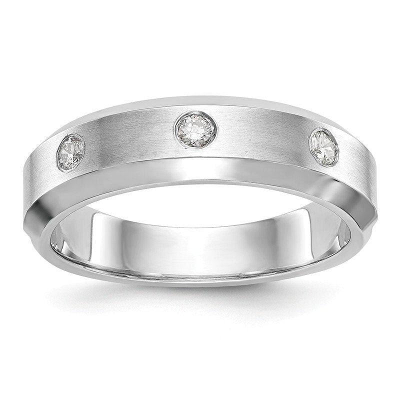 14K White Gold Men's 1/6 carat Lab Grown Diamond VS+ F+ Complete Band