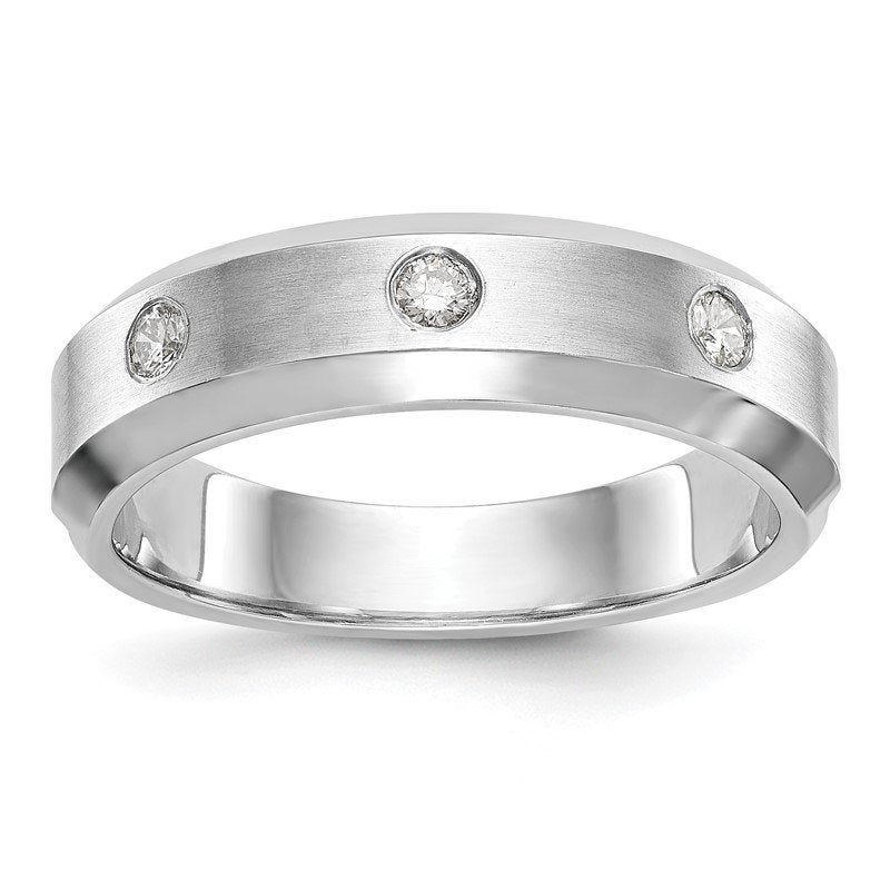 14K White Gold Men's 1/6 carat Lab Grown Diamond VS+ F+ Complete Band