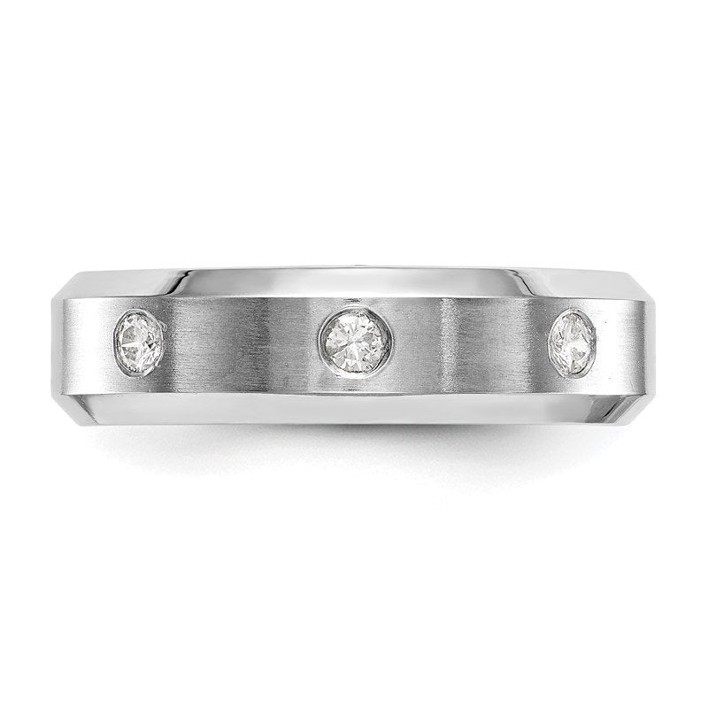 14K White Gold Men's 1/6 carat Lab Grown Diamond VS+ F+ Complete Band