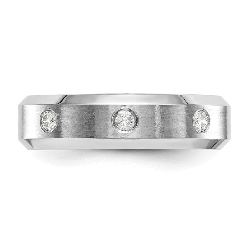 14K White Gold Men's 1/6 carat Lab Grown Diamond VS+ F+ Complete Band