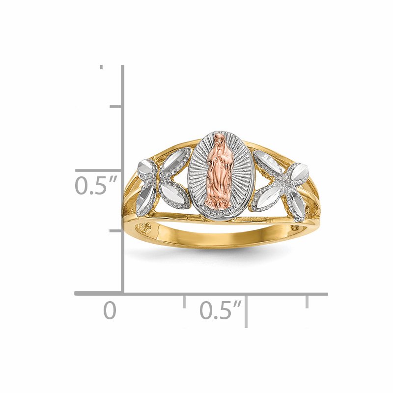 14k Two-tone w/White Rhodium Polished Our Lady of Guadalupe Ring