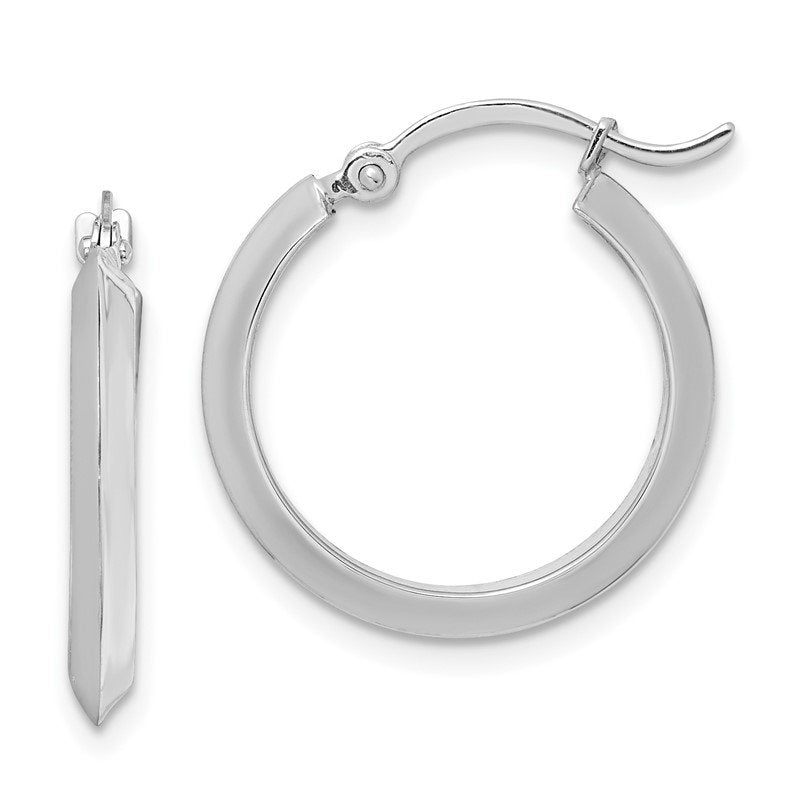 14K White Gold Polished Hoop Earrings
