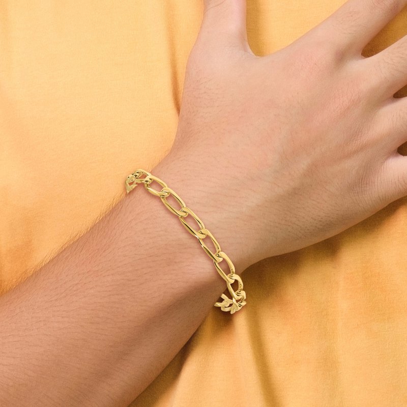 14K 18 inch 5.9mm Hand Polished Fancy Open Link with Fancy Lobster Clasp Chain